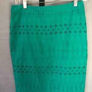 Loft teal eyelet pencil skirt